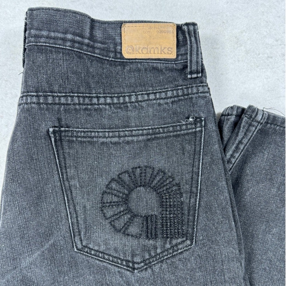 Akademiks Mens Straight Leg Jeans 34x32 Faded Black Denim Embroidered Y2K Street